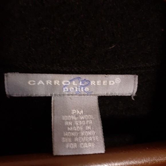 carol reed black wool cardigan sweater m blazer jacket classic quiet luxury luxe - Picture 3 of 5